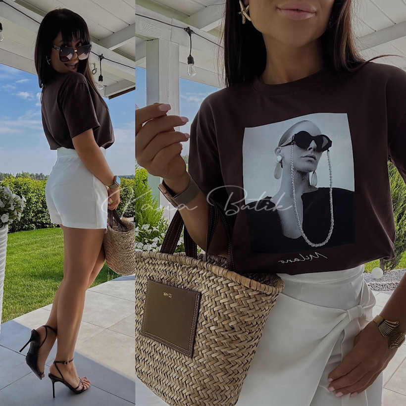 T-shirt Bawełniany Lady Czekoladowy