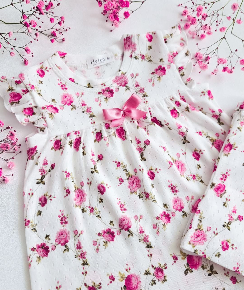 Piżamka ażurek drobne różyczki Helen