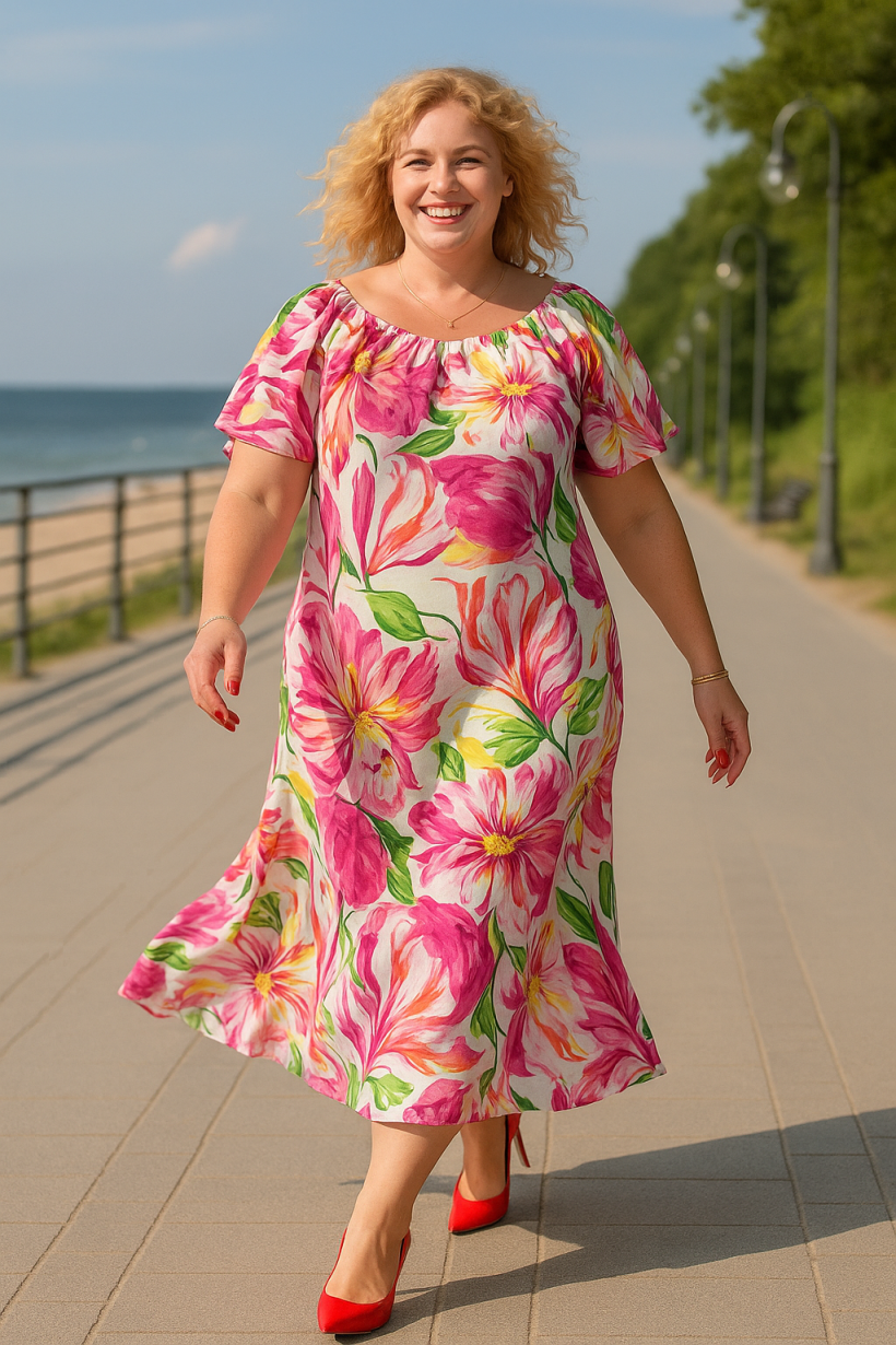 Sukienka Plus Size Kwiatowy 