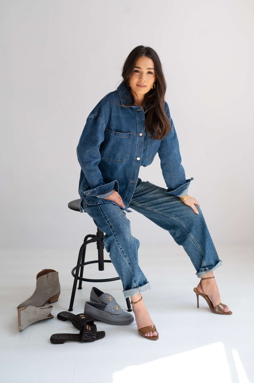 SPODNIE CIEMNY JEANS PRZESZYCIE