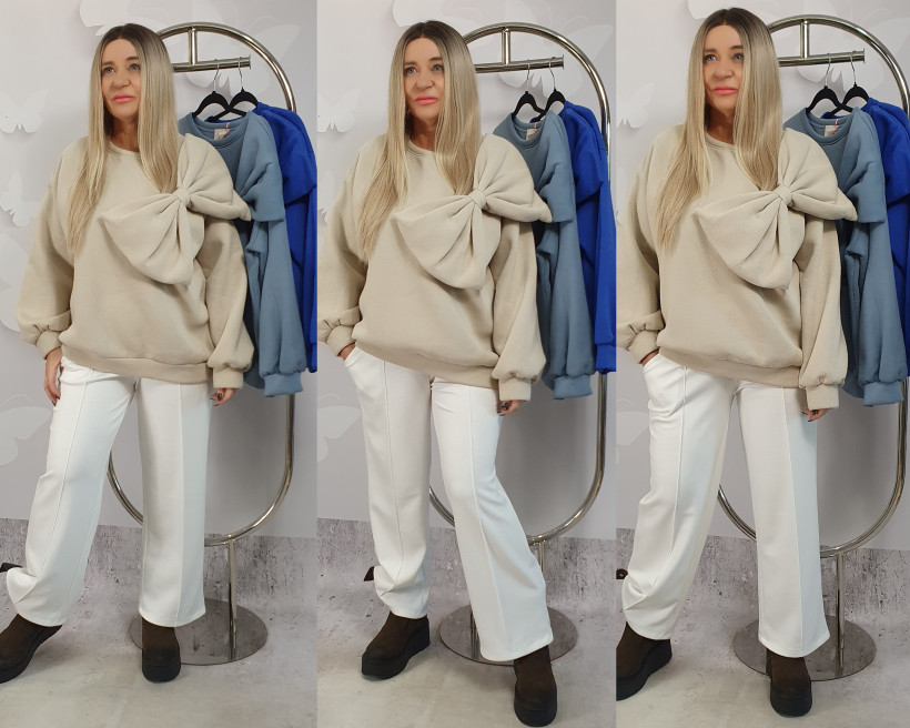 BLUZA AZARA Z DUŻĄ KOKARDĄ  8711/6711   RN1  PRZECENA