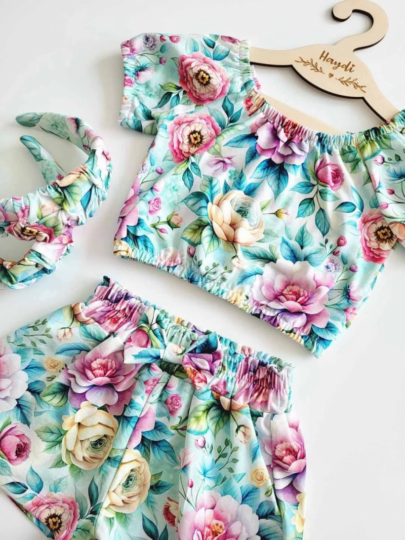 Spodenki turkusowe Kwiaty Haydi