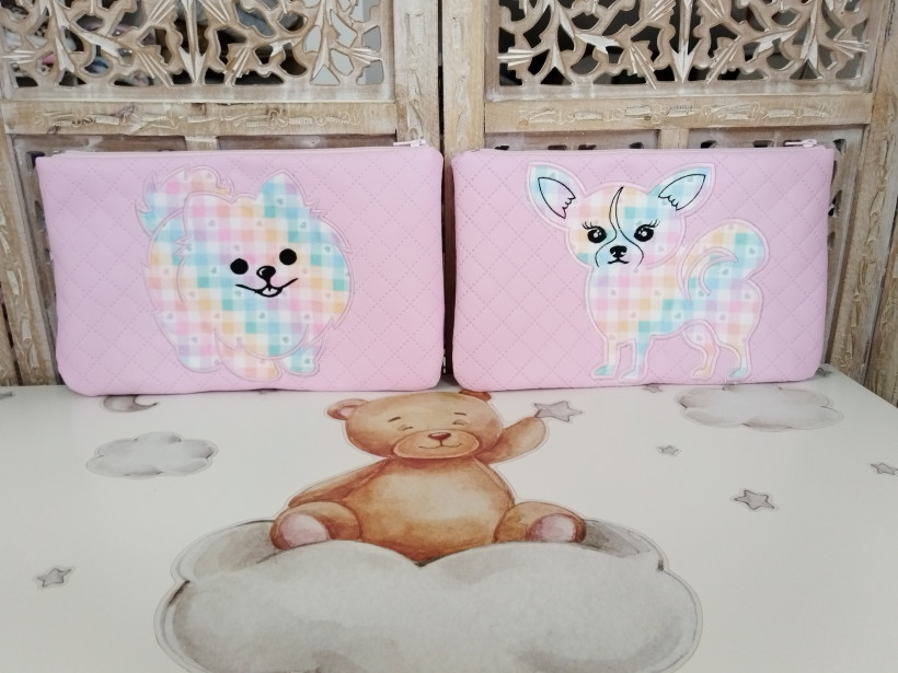 Trousse Plate Rose - Broderie Aquarelle