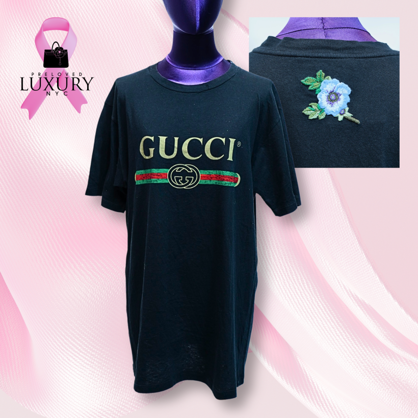 GUCCI Clothes Black T-Shirt Gucci Logo No Wash Tag Size S
