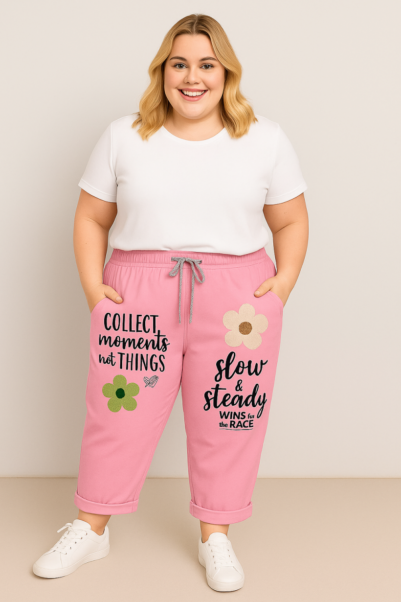Spodnie Plus Size z kwiatkiem Daisy