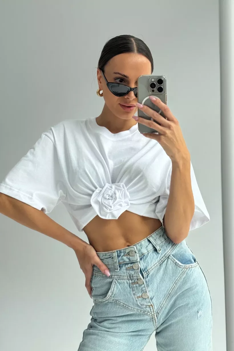 T-shirt ROSE- biały