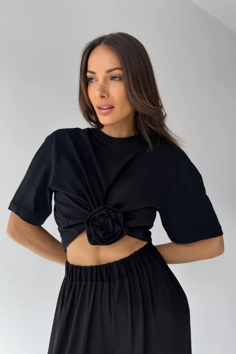 T-shirt ROSE- czarny