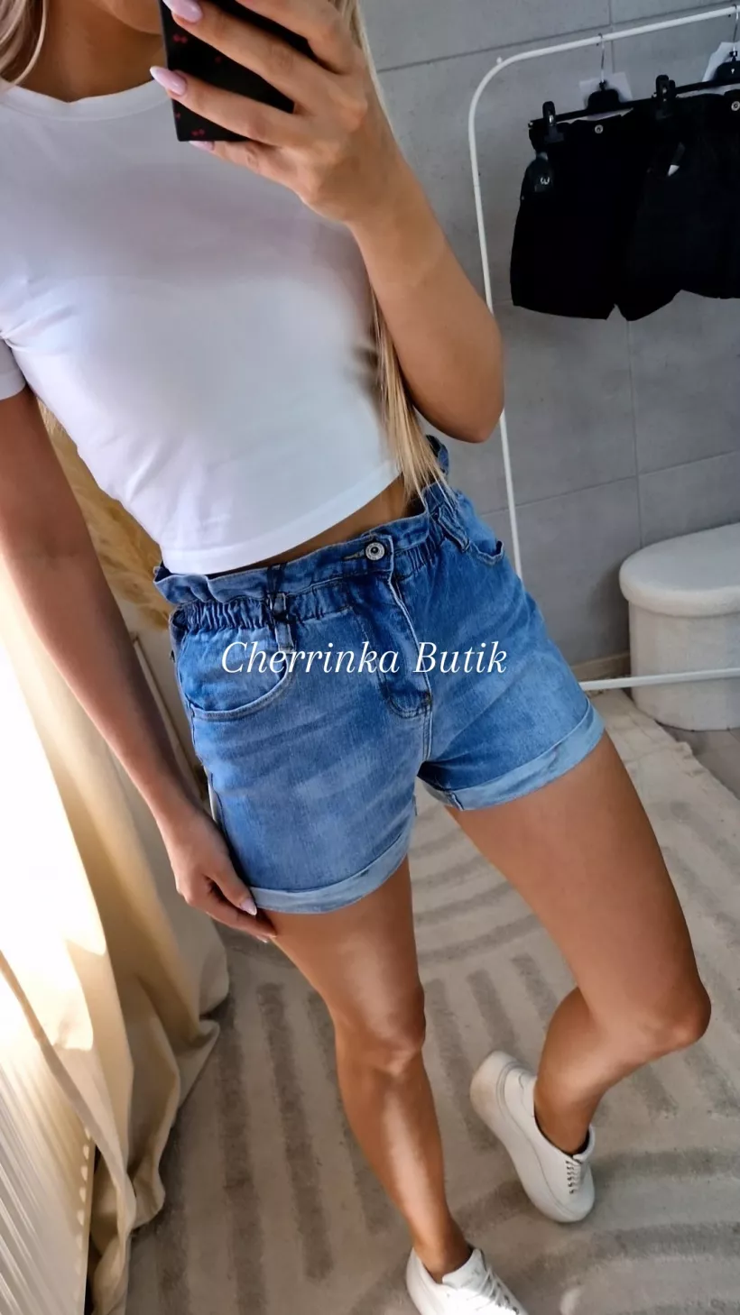SPODENKI JEANSOWE GUMA W PASIE - JEANS