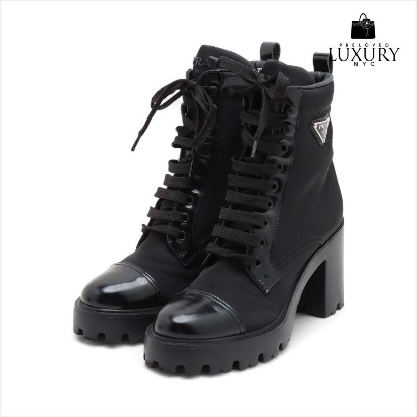 PRADA Nylon Lace Up Combat Boots S 36 1/2  fits 5.5 - 6 N