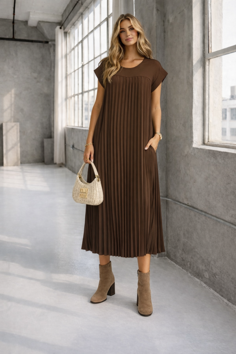 SUKIENKA PLISOWANANA RĘKAWEK