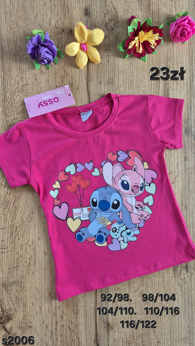 Bluzeczka Stitch  w kolorze fuksji serca
