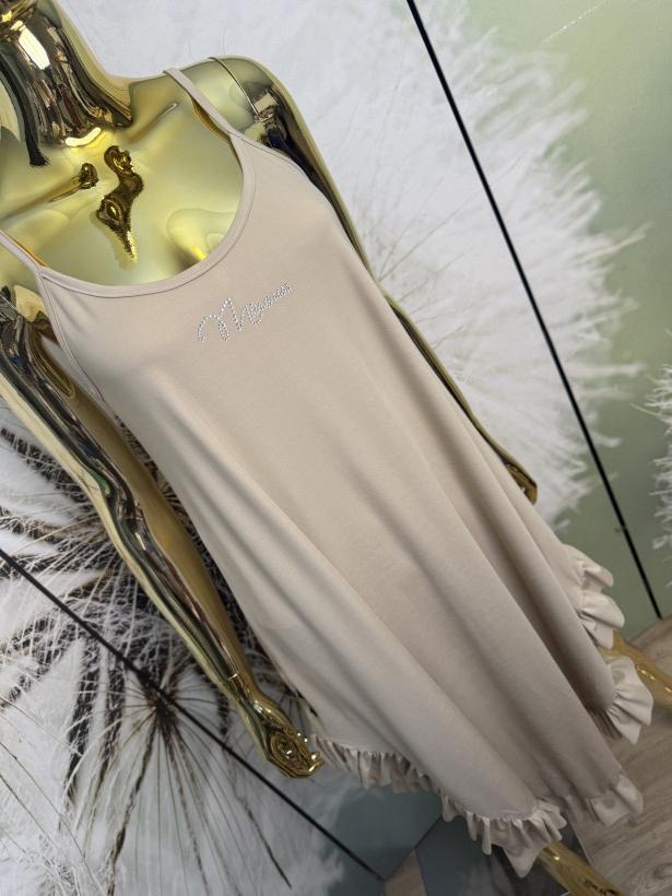 Sukienka na ramiączkach - asymetryczna z falbanką Minouu