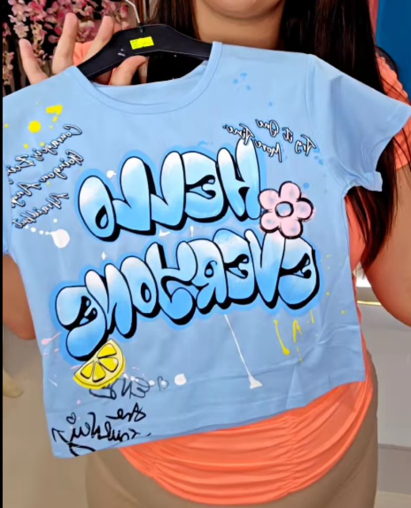 T-shirt HELLO EVERYONE DT-60018- BABY BLUE