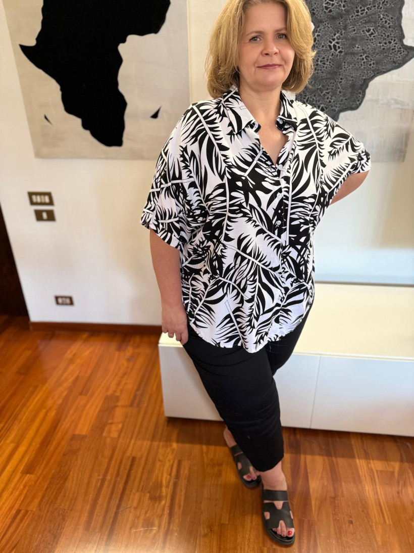 Italia nr.2 - Koszula wzorzysta, czarno-biała - wł. - M202