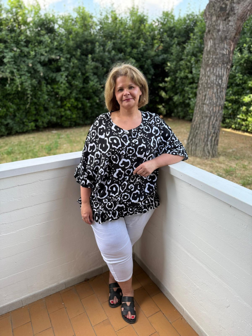 Italia nr.2 - Bluzka wzorzysta, czarno-biała - wł. - M213