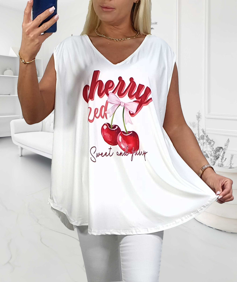 Top  Plus Size Milly cherry