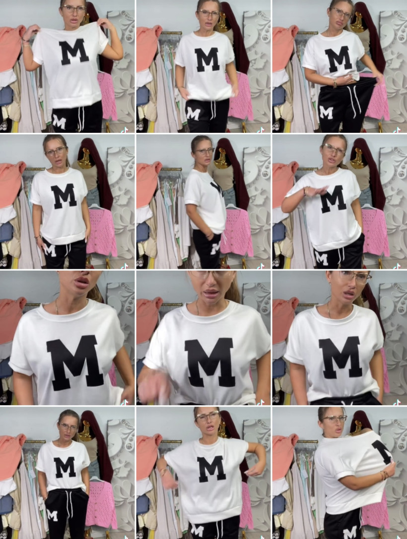 Dres Mięciutki M czarne Spodnie Biała Bluzka