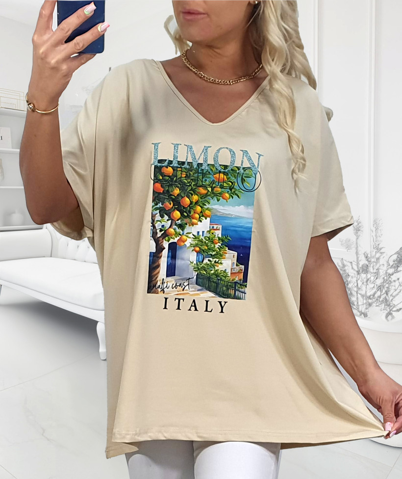 Bluzka Bawełniana Plus Size LIMON - beż