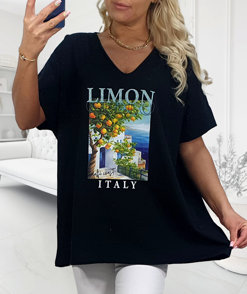 Bluzka Bawełniana Plus Size LIMON - czarny