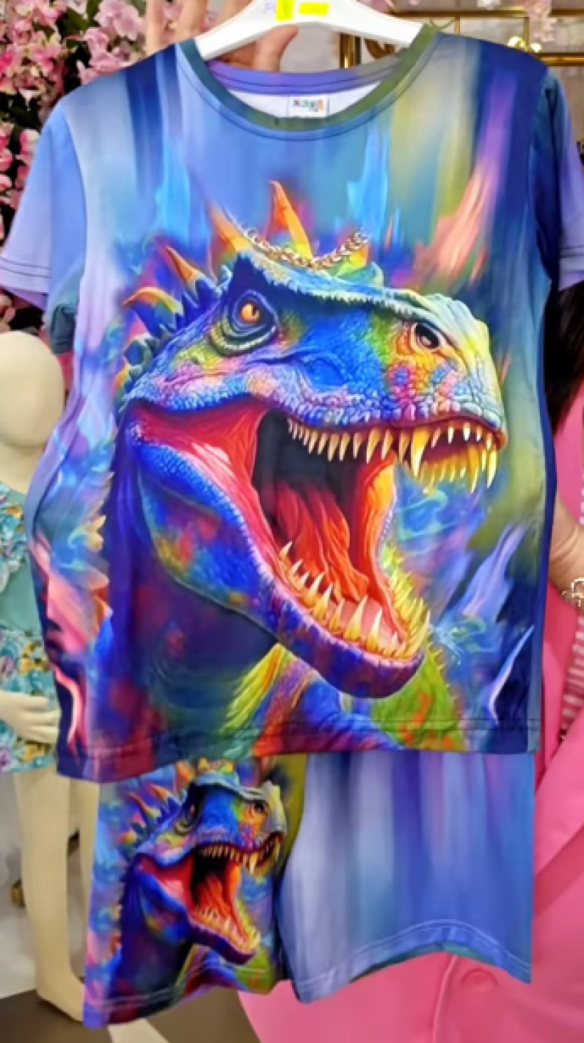 Komplet Biricik kolorowy dinozaur -niebieski