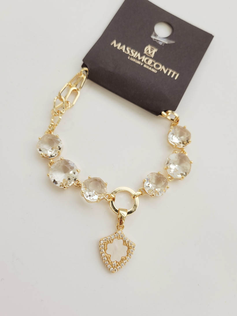 WYPRZEDAZ Bransoletka MassimoContti b793 kamienie i koniczynka perłowa