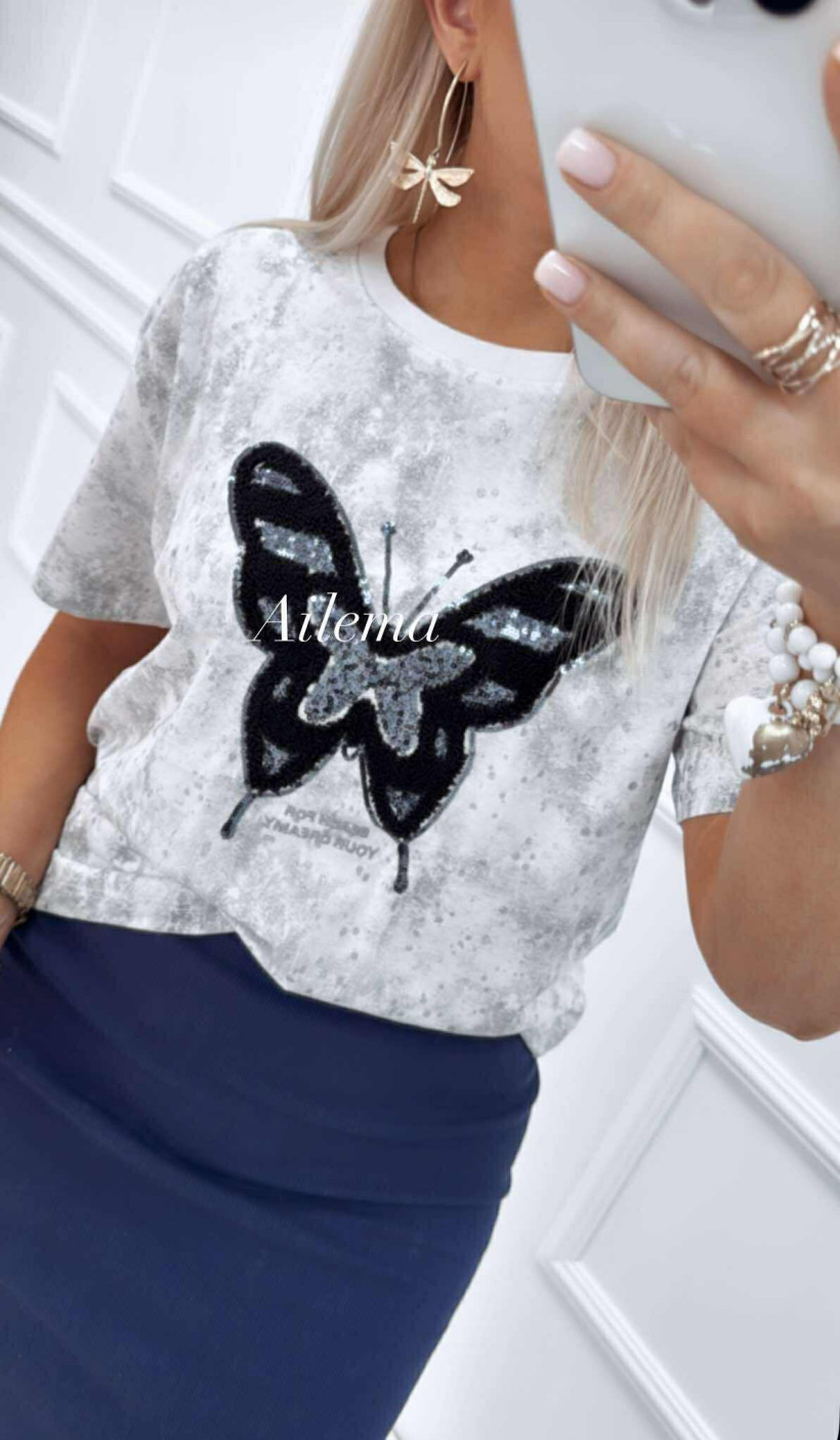 Bluzka Mint 7022 dekatyzowana, motylek