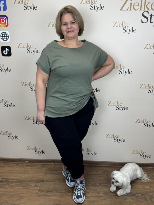 Italia nr.2 - Tunika jednokolorowa wiązana z boku - 25173 - khaki