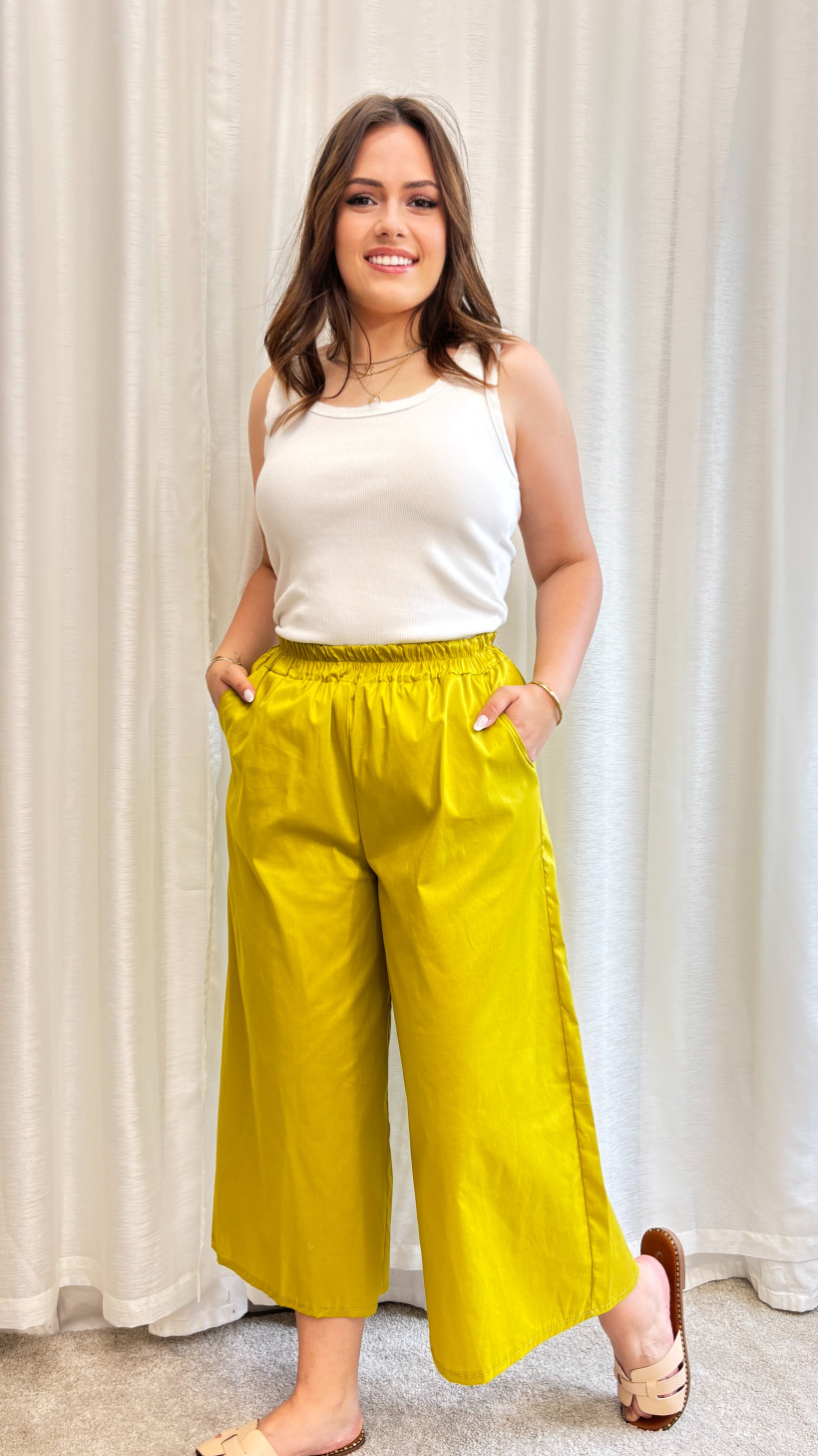 Spodnie culotte limonka