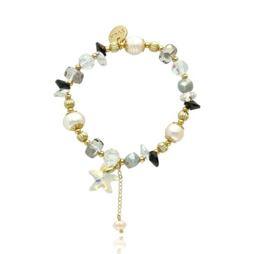 Bransoletka Swarovski Kamienie Czarno-Biała   B98364