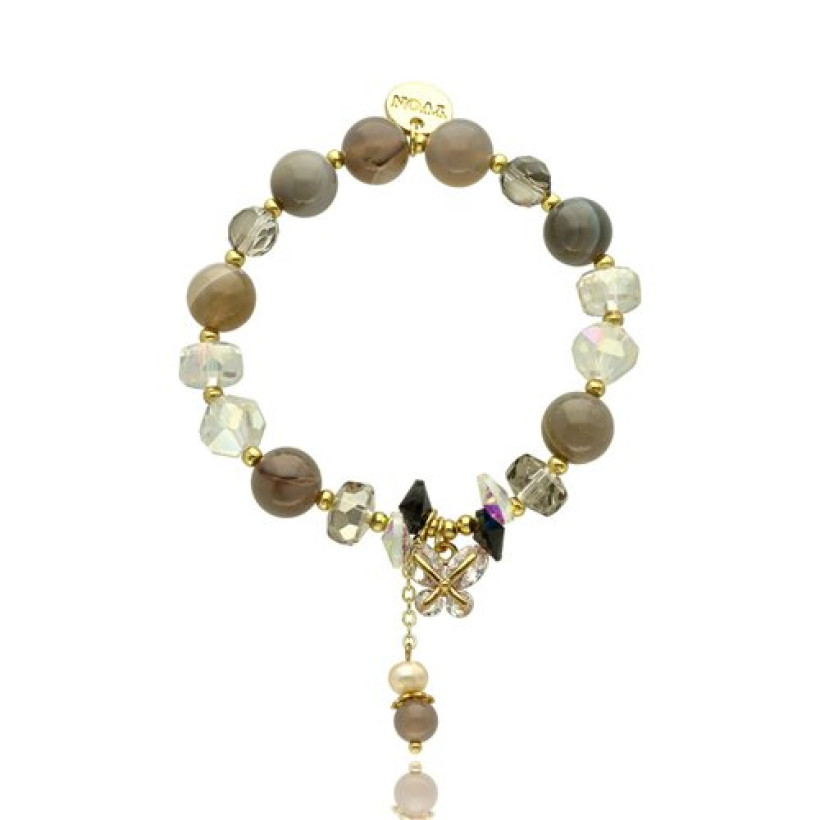 Bransoletka Swarovski Kamienie Szaro-Kawowa  B98383
