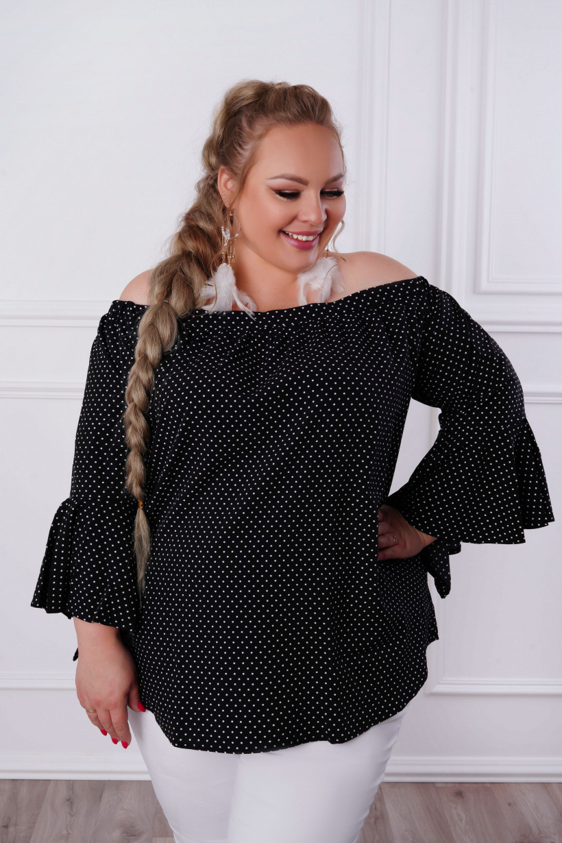 Bluzka HISZPANKA Groszki Czarne