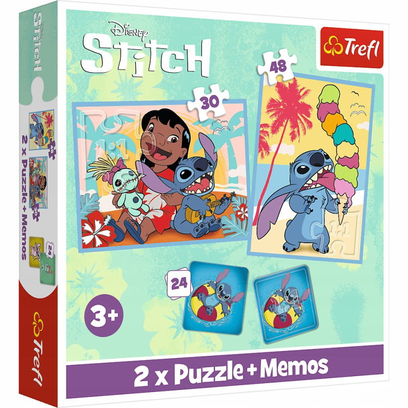 Puzzle 3w1 Stitch +Memos Trefl