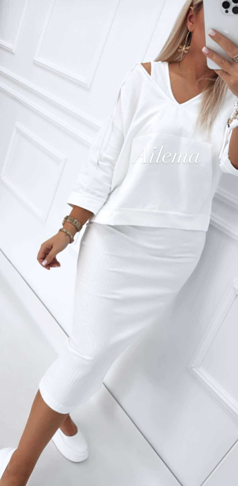 Komplet The Fancy 9631 Bluza z sukienką prążek