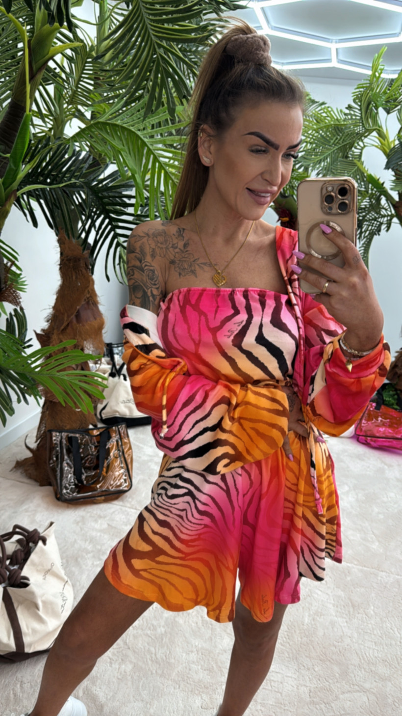 La Perla komplet trzyczęściowy pomarańczowa zebra