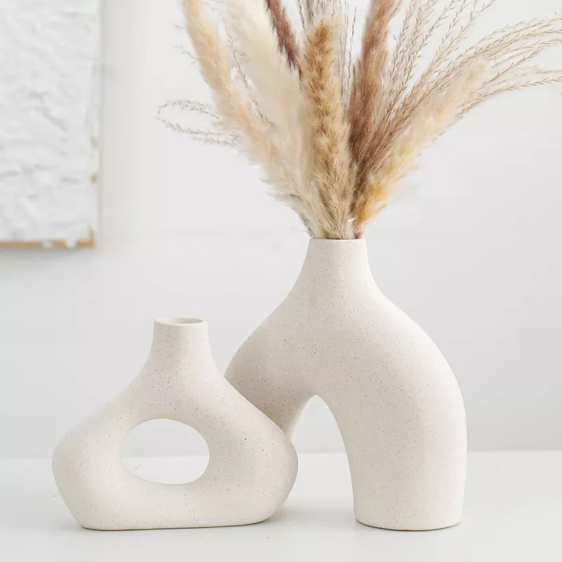 Zestaw beżowy ceramicznych wazonów Boho W Stylu Nordyckim Minimalizm