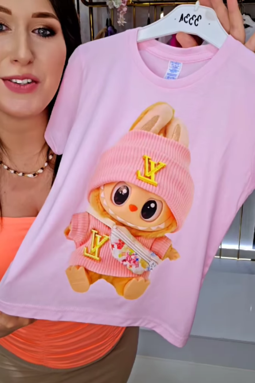 ZA T-shirt RÓŻ- LV LABUBU