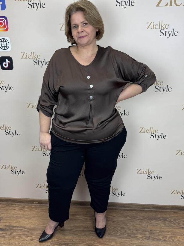 Włochy nr.2 - Tunika jednokolorowa z guzikami wł.242637 - czekolada