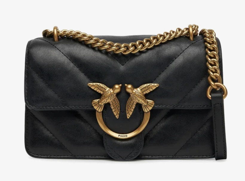 Torebka Pinko Love One Mini DC.Vitello Lucido Wrinkle Big Chevr PE25 PLLT 100074 A1UR czarna