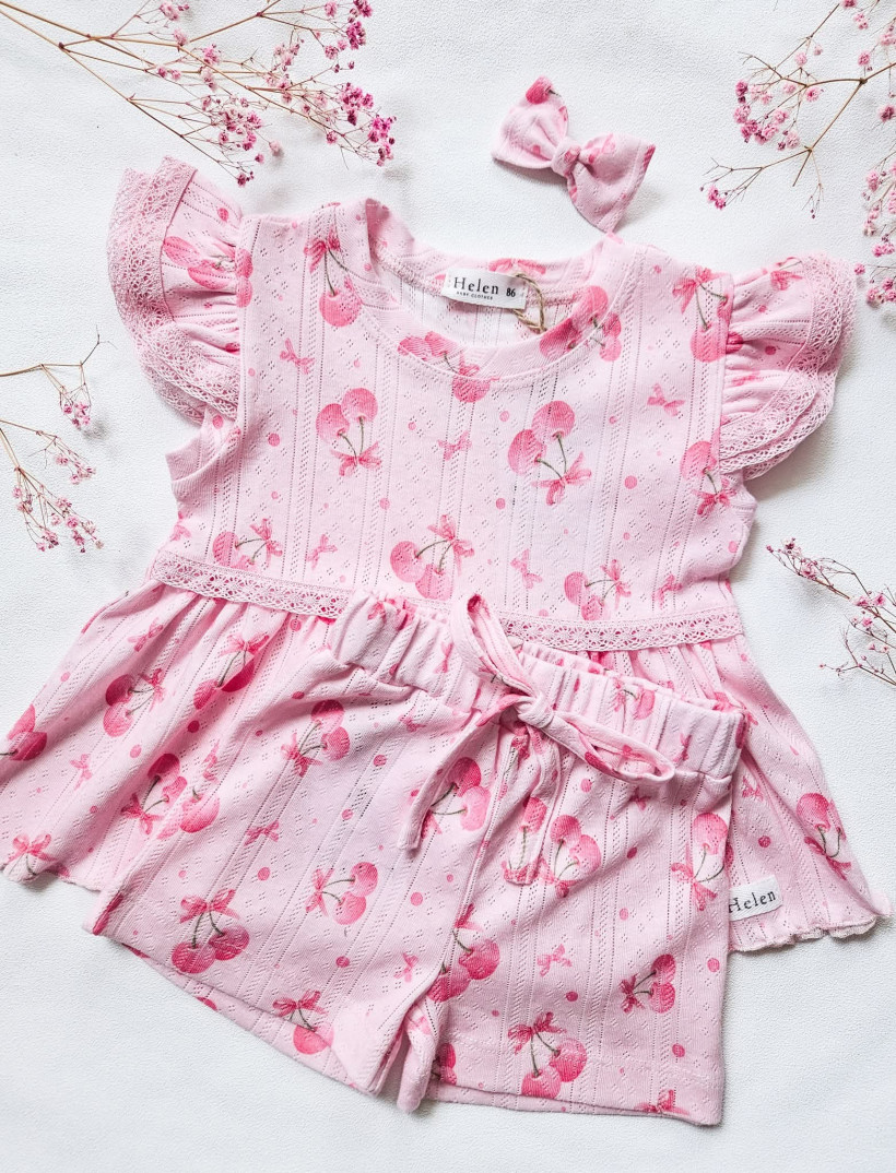 KOMPLET WISIENKI  - BLUKO-TUNIKA + SPODENKI Z BAWEŁNY AŻUROWEJ HELEN 