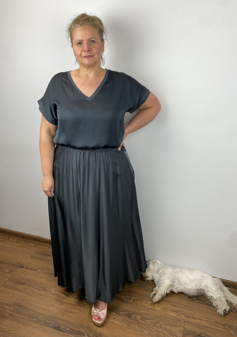 Włochy nr.2 - Bluzka jednokolorowa elegancka wł.212055- grafit