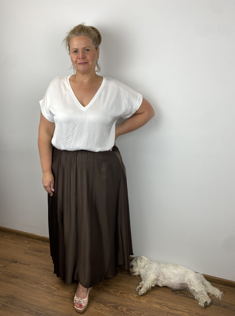 Włochy nr.2 - Bluzka jednokolorowa elegancka wł.212055- biała
