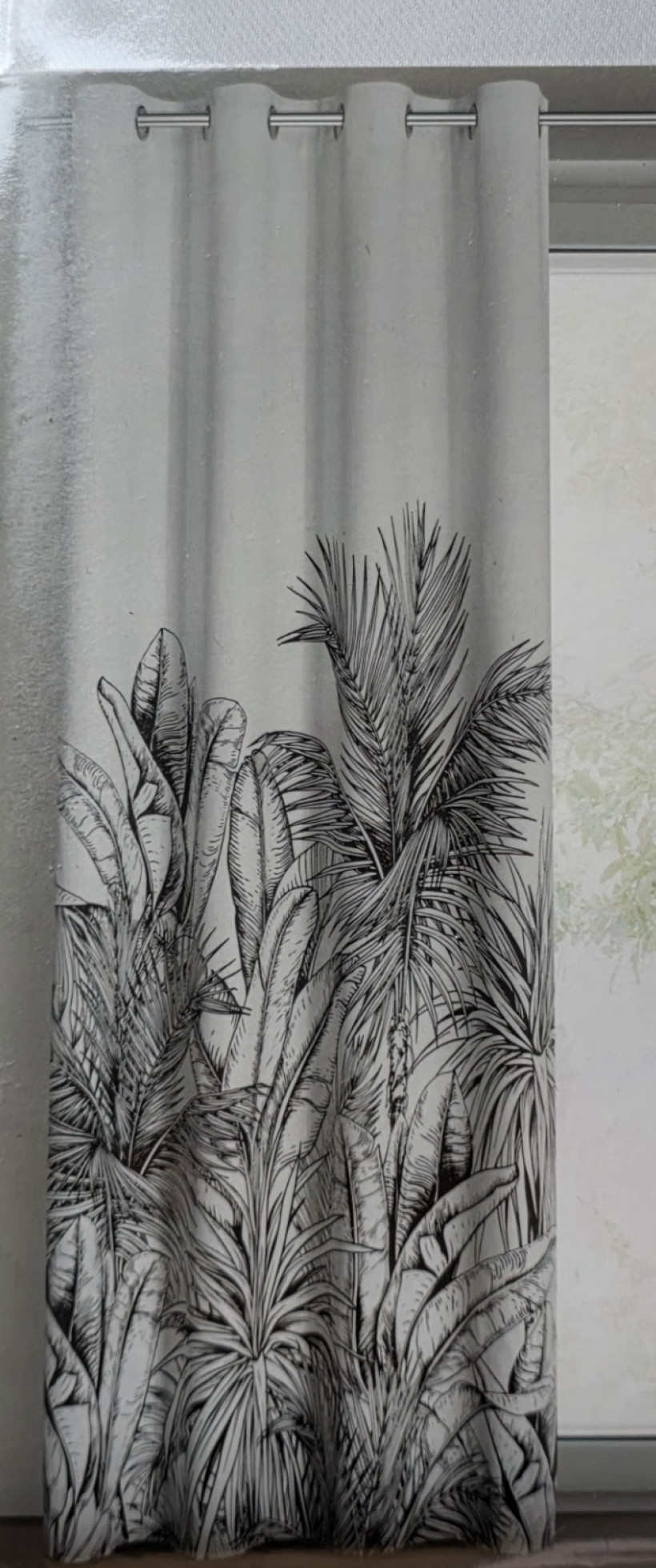 Zasłona zaciemniająca biało czarne liście 140x250cm nerina