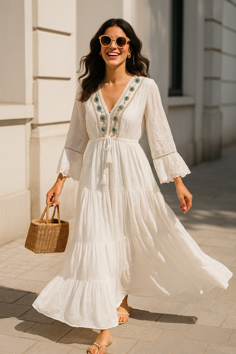 Sukienka boho niebieska
