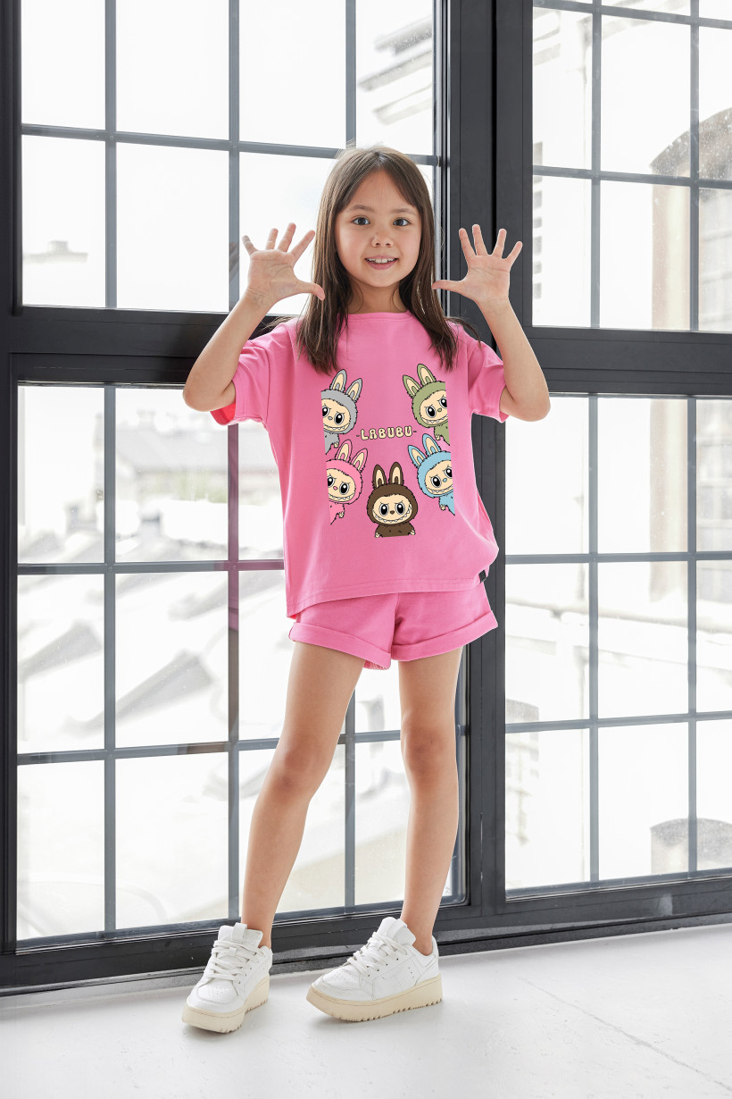 T-SHIRT RÓŻ DZIEWCZYNKA LABUBU AFK