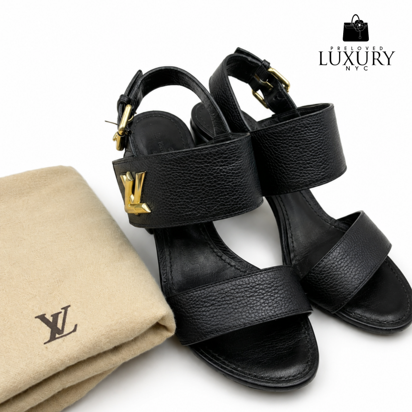 LOUIS VUITTON Sandals Leather SC0128 Black