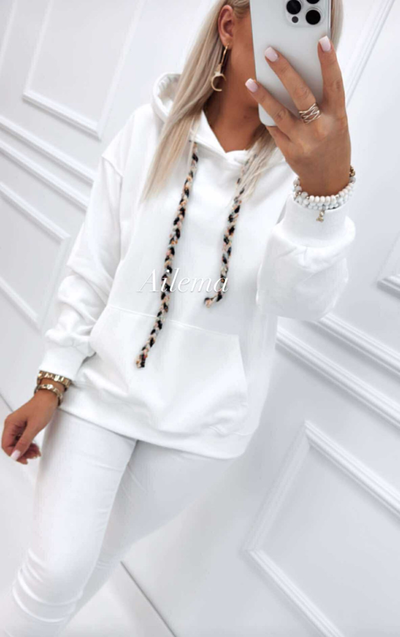 Bluza z kapturem WY88172 ozdobne kolorowe sznurki