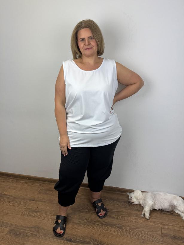 Tunika jednokolorowa /szerokie ramiączka - seraj - 3xl - 3488 - biała