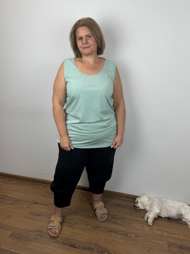 Tunika jednokolorowa /szerokie ramiączka - seraj - 3xl - 3488 - mięta