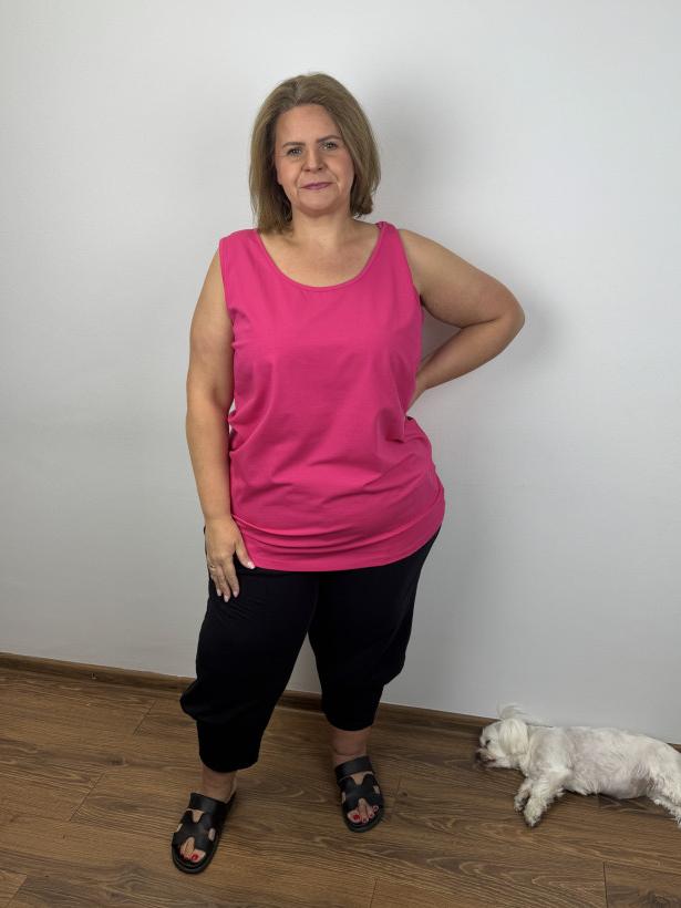 Tunika jednokolorowa /szerokie ramiączka - seraj - 3xl - 3488 - fuksja