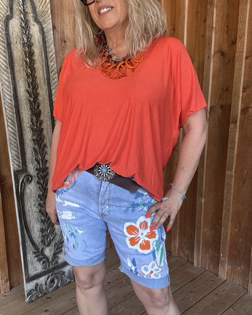 Short fleur orange